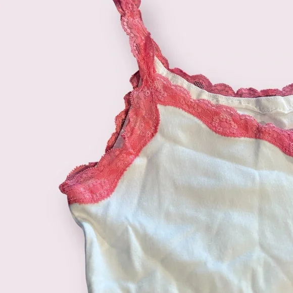 Set Of Two Women's Unbranded White And Pink Lace Trim Camisoles - Picture 3 of 12